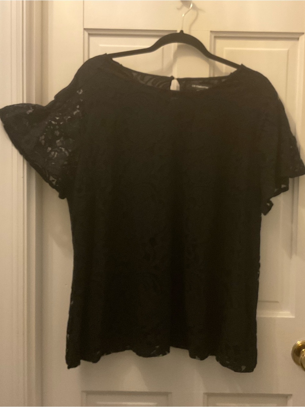 Liz Claiborne Black Floral Lace Short-Sleeve Top
